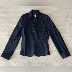 EUC J. Crew Navy Windowpane Wool 3-Button Blazer Size 4